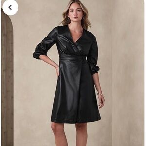 Banana Republic Factory’s vegan leather knee-length dress